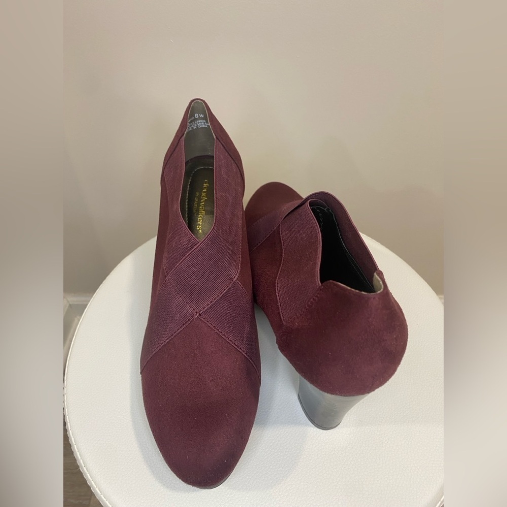 Cloudwalkers Burgundy Heeled Booties Women’s 8W Slip-On Comfort Dress Shoe - Picture 5 of 9